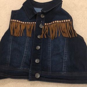Jean vest with fringe